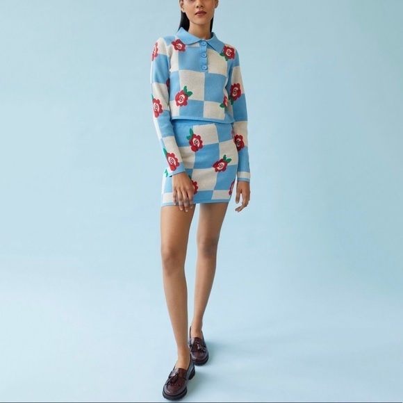 Glamorous Rose Checkerboard Top and Skirt Set Sz Med - Picture 8 of 13